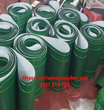 DÂY BĂNG TẢI PVC XANH 3MM, BĂNG TẢI PU XANH TRƠN 3MM